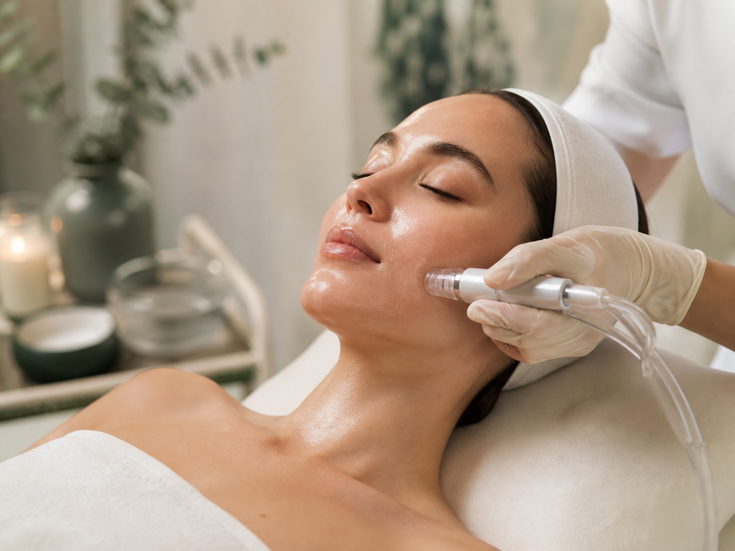 Guest receiving a hydrating facial treatment at K&M BEAUTY in Temple City
